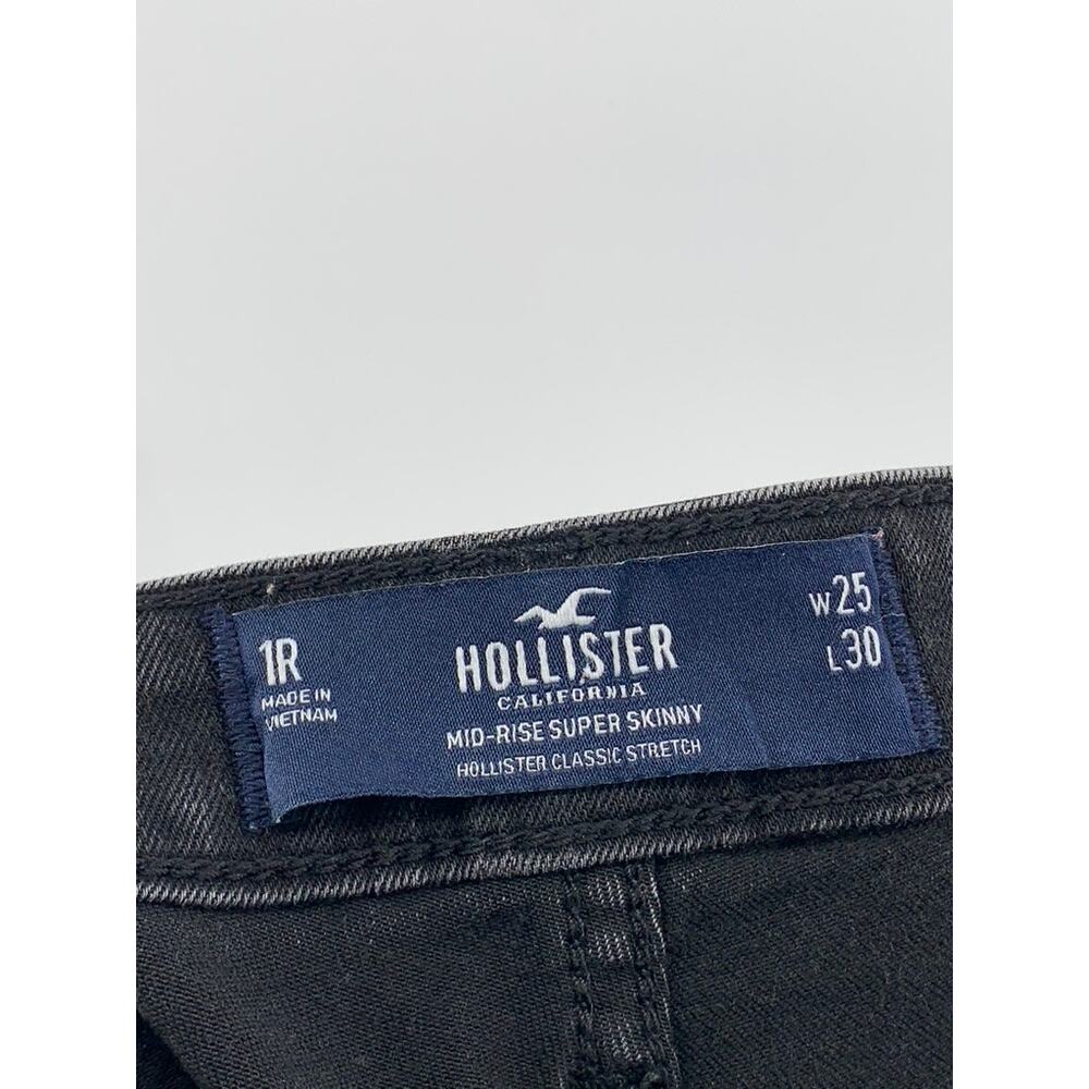 HOLLISTER Women's Black Mid-Rise Super Skinny Jeans SZ 25 - Picture 5 of 10